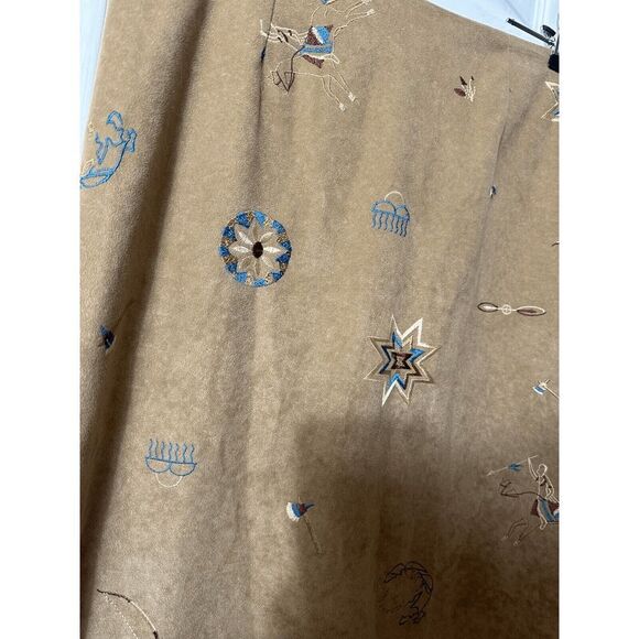 Vintage womens skirt tan native american midi Aztec Embroidered Western - Picture 2 of 4